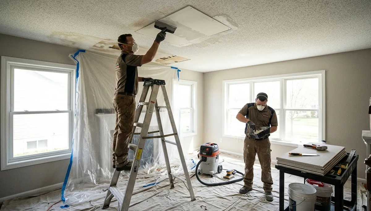 Ceiling water damage repair in Irvine, CA for stained, sagging home ceilings