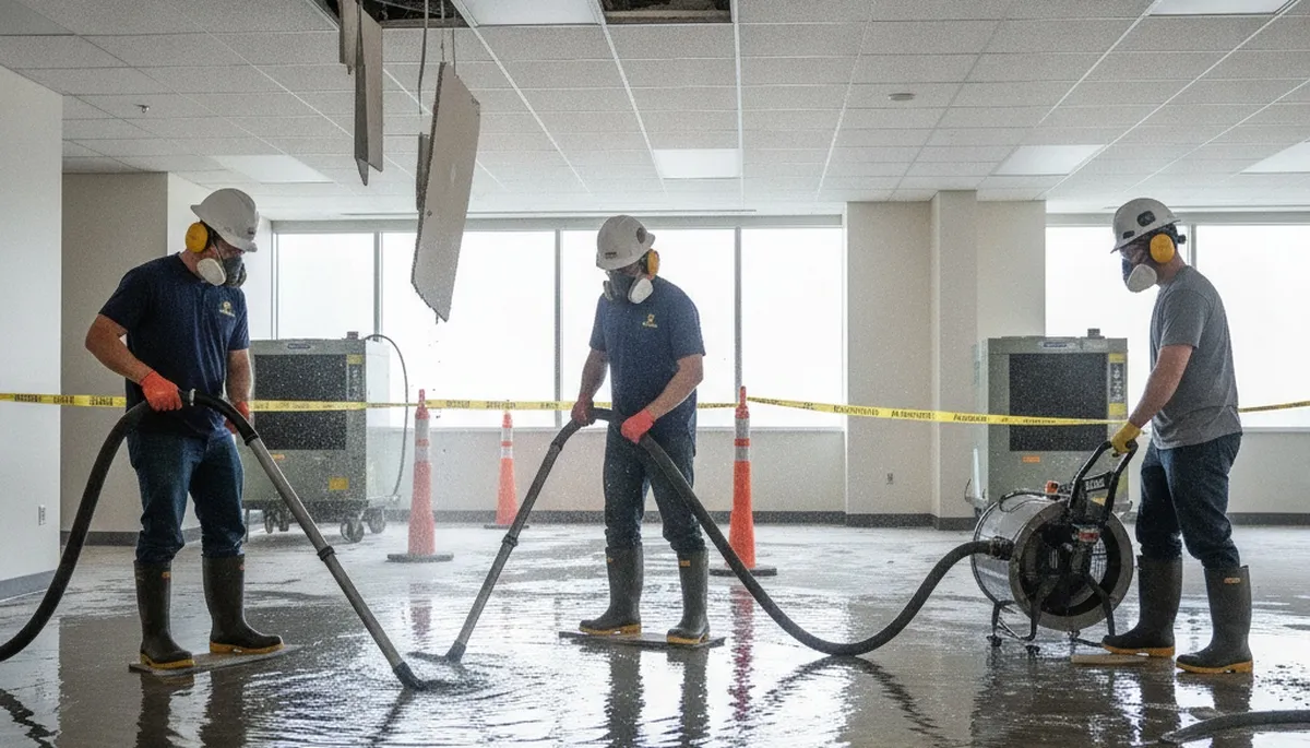 Irvine, CA water damage restoration team responding to a home emergency cleanup