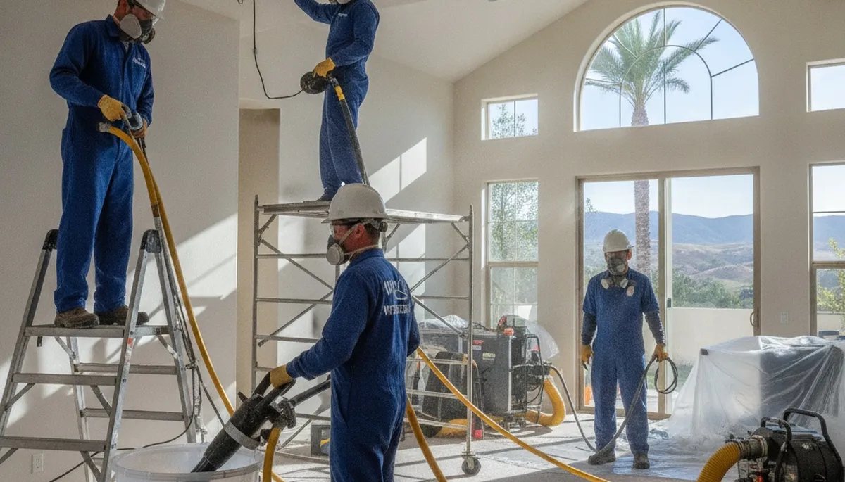 Water damage restoration team serving Irvine, CA with professional drying and cleanup equipment