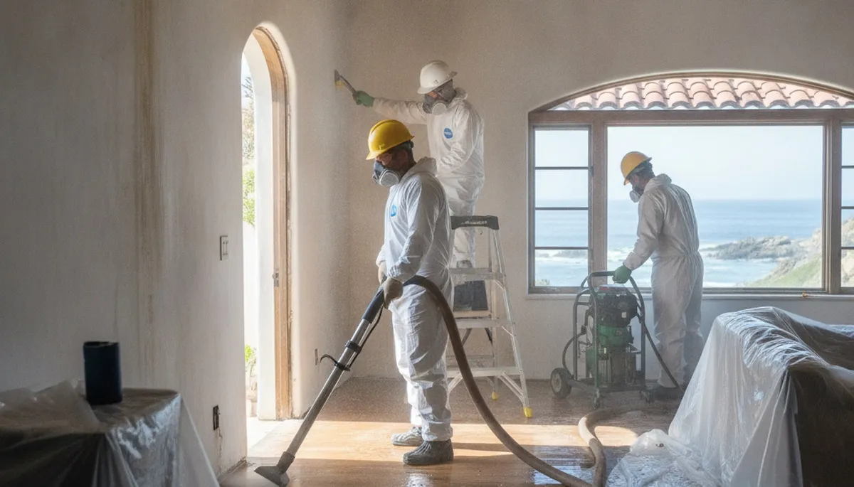 Water damage restoration crew serving Irvine, CA with emergency cleanup and drying equipment
