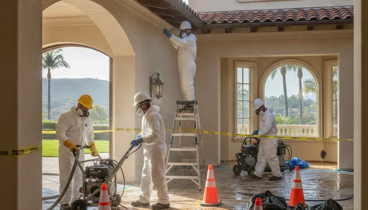 Water damage restoration team serving Irvine, CA with emergency cleanup and drying equipment