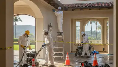Water damage restoration team serving Irvine, CA with emergency cleanup and drying equipment
