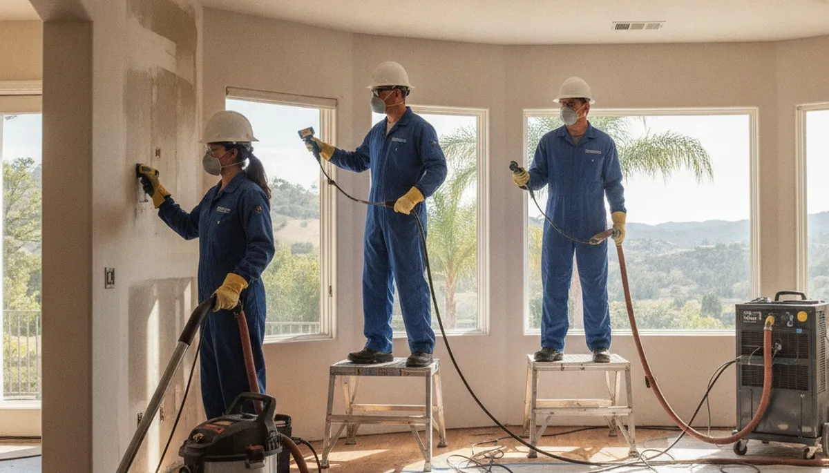 Water damage restoration team serving Irvine, CA with emergency cleanup and drying equipment