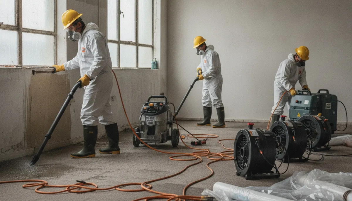 Water damage restoration team in Irvine, CA drying and repairing a flooded home