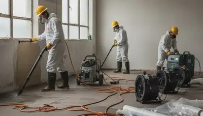 Water damage restoration team in Irvine, CA drying and repairing a flooded home