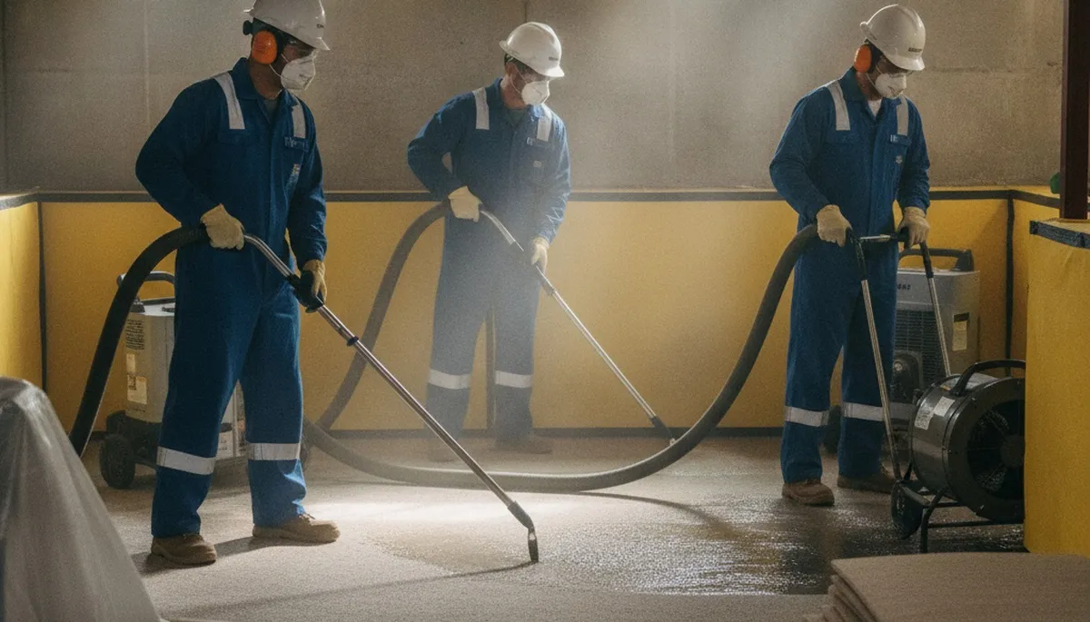 Water damage restoration team drying an Irvine, CA home after flooding