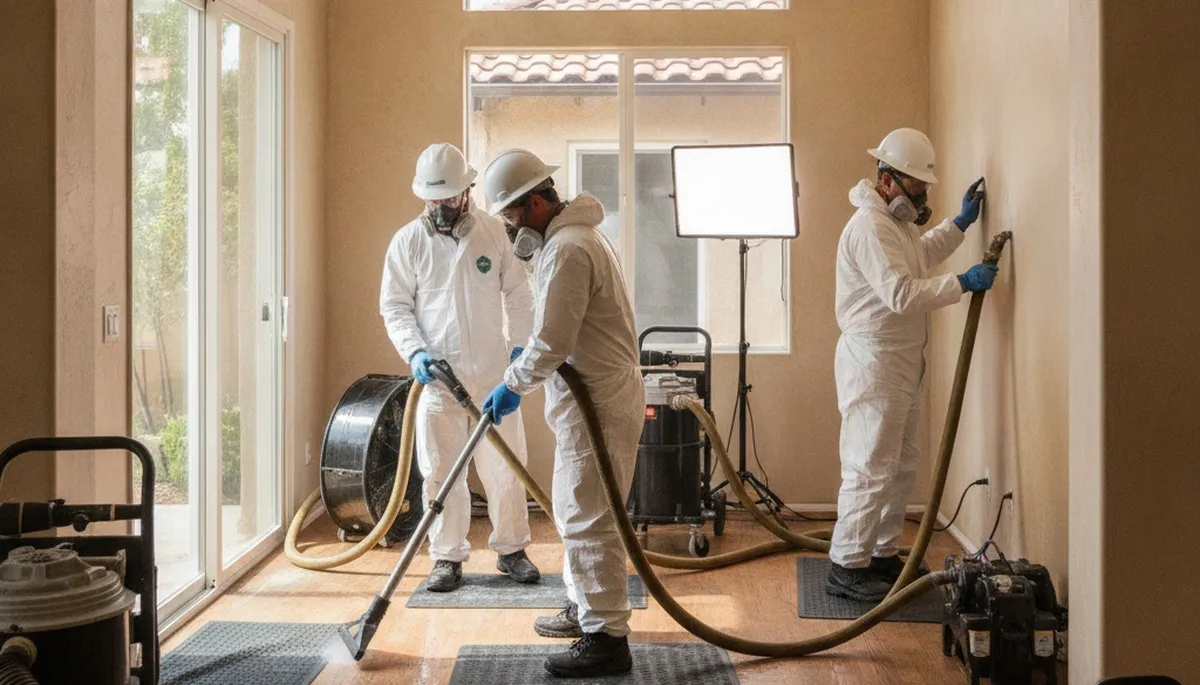 Water damage restoration team serving Irvine, CA with professional cleanup and drying equipment