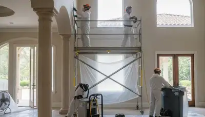 Water damage restoration team serving Irvine, CA with emergency cleanup and drying equipment