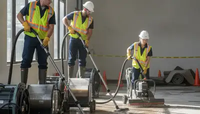 Water extraction crew removing floodwater from an Irvine, CA home for fast water damage restoration
