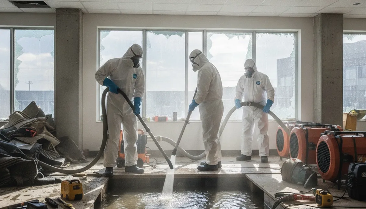 Water extraction crew servicing an Irvine, CA home after water damage